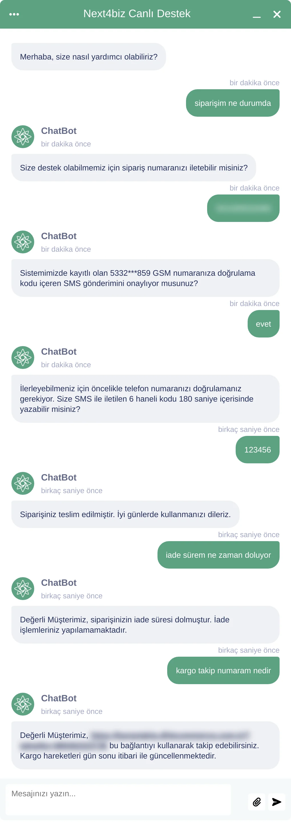 Tek doğrulamadan sonra iki farklı sorunun yanıtlandığı canlı destek konuşması